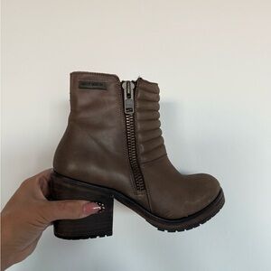 Harley-Davidson Taupe Brown Leather Ankle Boots